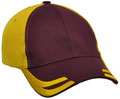 FRONT VIEW OF BASEBALL CAP MAROON/AUSSIE GOLD